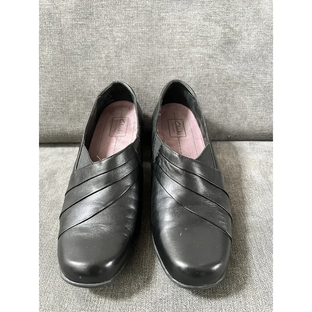 Clarks Sugar‎ Spice Pumps Womens Size 10M Black Leather Shooties 2